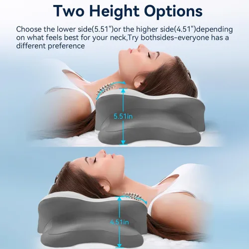 Vista 2 de Almohada de apnea del sueño con alivio del dolor de cuello y ronquidos, almohada cervical ortopédica, almohada ergonómica de espuma viscoelástica