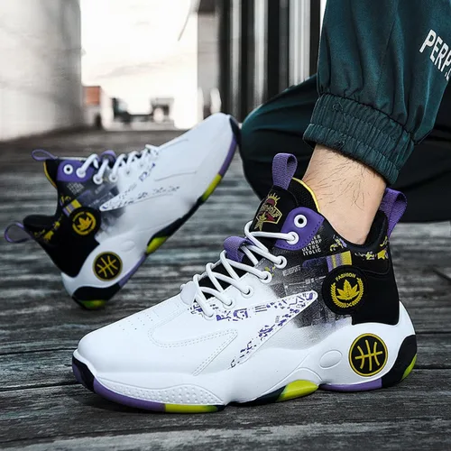 Vista 7 de Tenis de baloncesto para hombre, tenis de baloncesto para adolescentes, zapatillas de baloncesto antideslizantes, zapatos deportivos para hombres