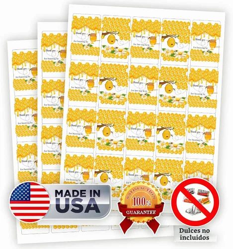 Vista 3 de RokAPary 60 mini envolturas de barra de caramelo con temática de abejorro, calcomanías de barra de caramelo con temática de agradecimiento
