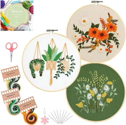 Vista 19 de Santune Paquete de 4 kits de bordado para principiantes, kits de punto de cruz y punto de aguja para adultos, juegos de punto con patrón de abeja