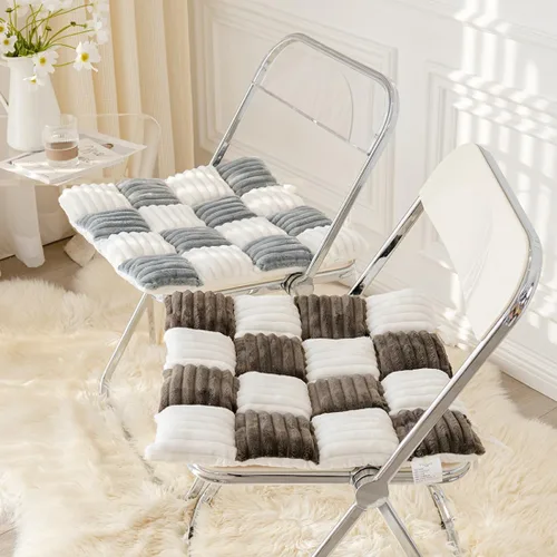 Vista 2 de vctops Farmhouse Buffalo - Cojín antideslizante para silla de cocina y comedor con lazos, cojín antideslizante de franela de felpa suave y mullida