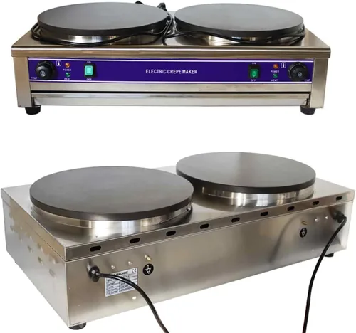 Vista 8 de Máquina eléctrica comercial para crepas, máquina de panqueques de doble cabeza, 15.7 in, plancha antiadherente con control de temperatura