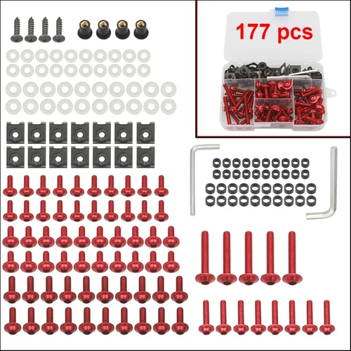 Vista 3 de TCHAU Kits de carrocería para Yamaha YZF R6 R3 R1 R15 V3 R25 Y15zr Fz6 Fz1 Xj6 Fz 1 Fz8 Fz16 Fz25 Fz 8 Fz 16 Fz 25 Kit de pernos de carenado de Rojo