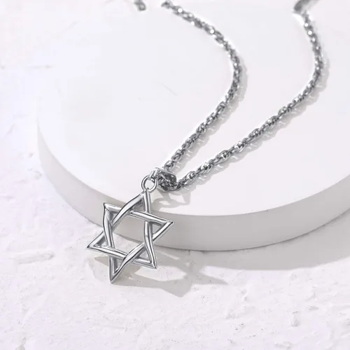 Vista 3 de GOLDCHIC JEWELRY David Star Necklace for Men, Stainless Steel Cross Pendant Jewish Israel Jewelry with Water Wave Chain