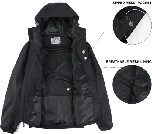 Vista 6 de CAMEL CROWN Chaqueta impermeable para hombre, cortavientos con capucha, para senderismo, escalada, viajes
