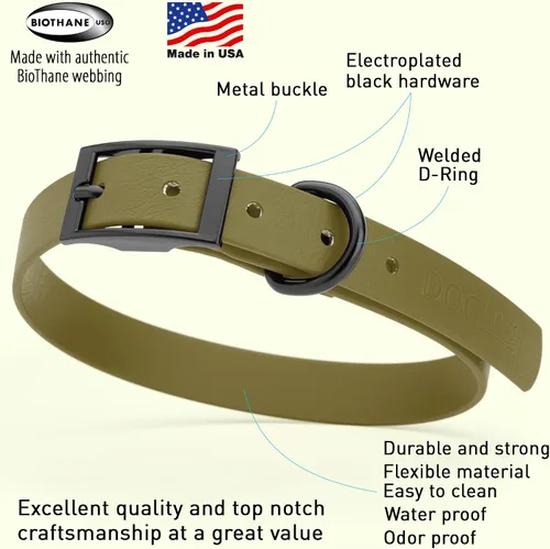 Vista 328 de Dogline Biothane - Collar impermeable para perro con hebilla de liberación rápida, resistente cincha de nailon recubierta con resistente y a prueba