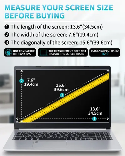 Vista 6 de F FORITO Paquete de 2 protectores de pantalla para laptop de 15.6 pulgadas, protector de pantalla de computadora compatible