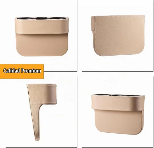 Vista 3 de BEIGE Organizador Multifuncional de Portavasos para Automóvil Organizador de Asiento de Automóvil Rellenador de Espacios Almacenamiento de Botellas