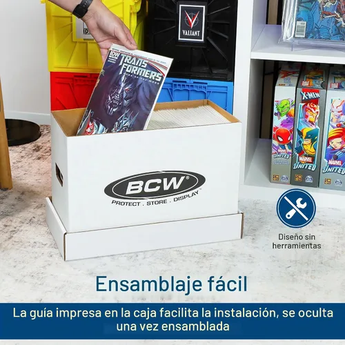 Vista 5 de BCW Cajas de almacenamiento de cómics cortas, capacidad para 150-175 cómics