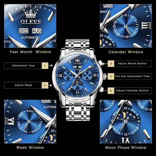Vista 4 de Relojes automáticos para hombres, regalos de cumpleaños para él, papá, marido, novio, reloj para hombre