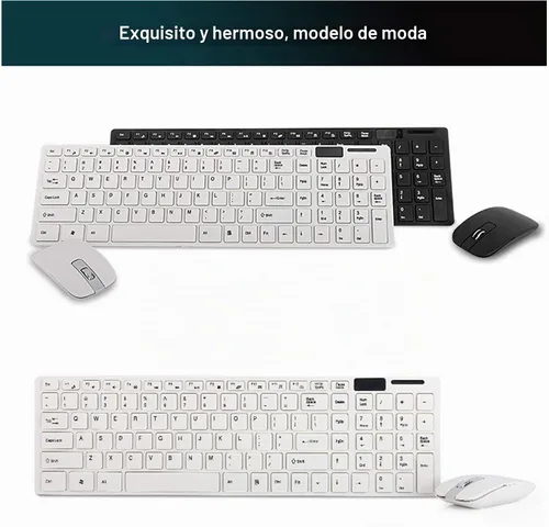 Vista 4 de Combo de teclado y mouse sin cables, teclado silencioso y silencioso, portátil, máquina de escribir, teclados sin cables, mouse, combo de accesorios