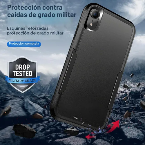 Vista 2 de Funda para iPhone XR con protección de pantalla: resistente a prueba de golpes y arañazos Funda para iPhone XR-Negro