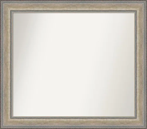 Vista 229 de Amanti Art Espejo de baño plateado para sobre el fregadero, 28 x 37 pulgadas, elegante espejo rectangular de peltre cepillado, marco de madera