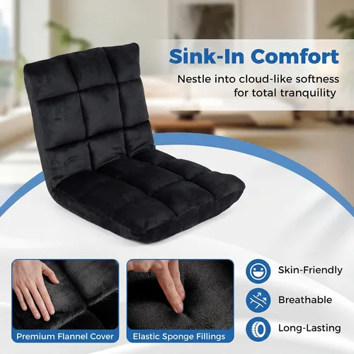 Vista 5 de Silla de piso de espuma viscoelástica con soporte de respaldo ajustable de 14 posiciones