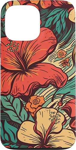 Vista 23 de iPhone 16 Vintage Hawaii Hibiscus Pattern Retro Tropical Hawaiian Case