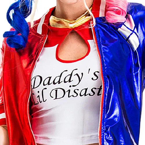 Vista 5 de Harley - Chaqueta de satén para mujer, disfraz de villano para mujer