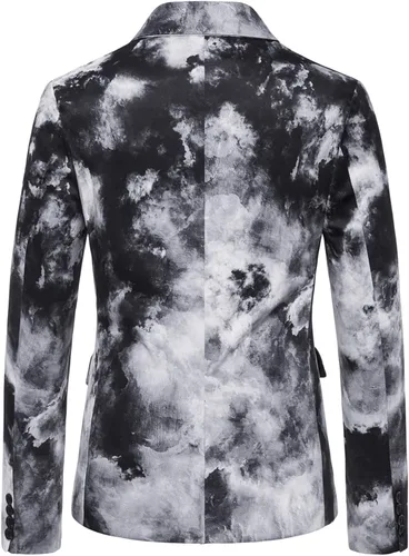 Vista 4 de Chaqueta de teñido anudado para hombre, a la moda, con un botón, para cena, fiesta, boda, graduación, esmoquin, casual, ajuste delgado, chaqueta