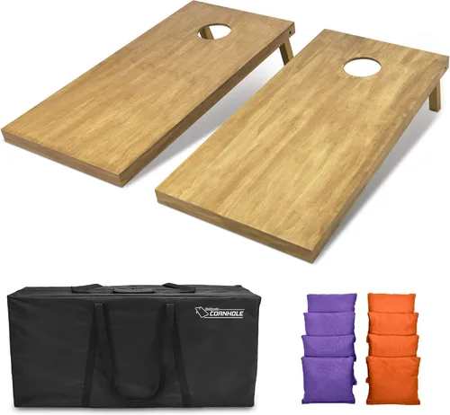 Vista 69 de GoSports 4 ft x 2 ft Regulation Size Wooden Cornhole Boards Set with Light Brown Finish - Includes Carrying Case and Bean Bags Negro- gris
