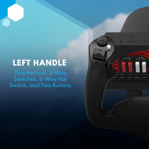 Vista 2 de Honeycomb Alpha Controles de Vuelo y Panel de Interruptores — Volante para Simulador de Vuelo con Rotación de 180°, Eje de Acero, Interruptor