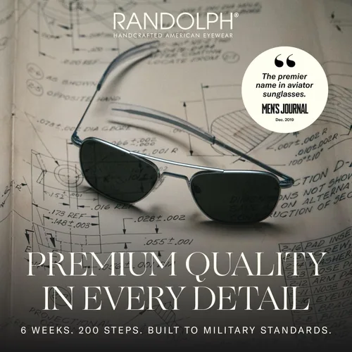 Vista 3 de Randolph Eyewear Aviator Sunglasses for Men & Women Non-Polarized & Polarized Lenses, Matte Chrome UV Protection Sunglasses