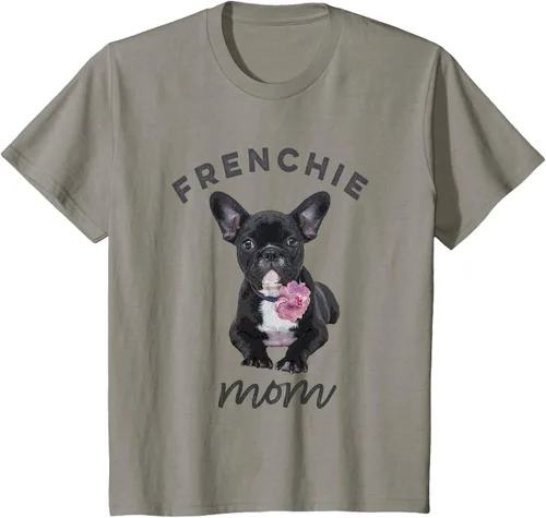 Vista 28 de Camiseta Bulldog Francés para Mujer, Frenchie Mom, Flor, Negro, S