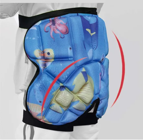 Vista 4 de Topeter Pantalones cortos de protección de cadera para niños, almohadilla protectora para el trasero, protector deportivo Azul