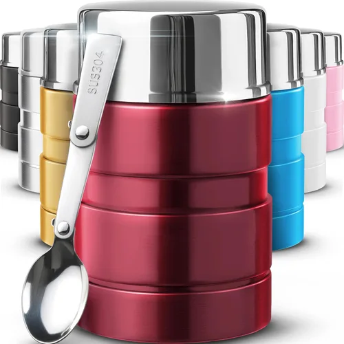 Vista 14 de Earth&ME Termo de acero inoxidable para alimentos calientes de 17 onzas con cuchara plegable, recipiente de alimentos aislado al vacío, termo