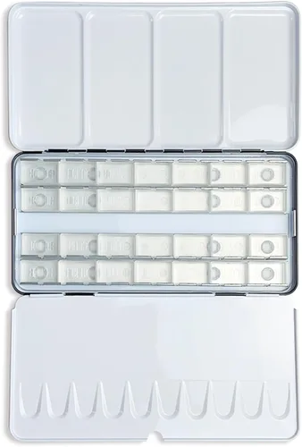 Vista 17 de FCLUB Sartenes vacías de acuarela – 20 sartenes completas (3ml) y 20 sartenes medias (2ml), sartenes de pintura de acuarela de plástico rellenables