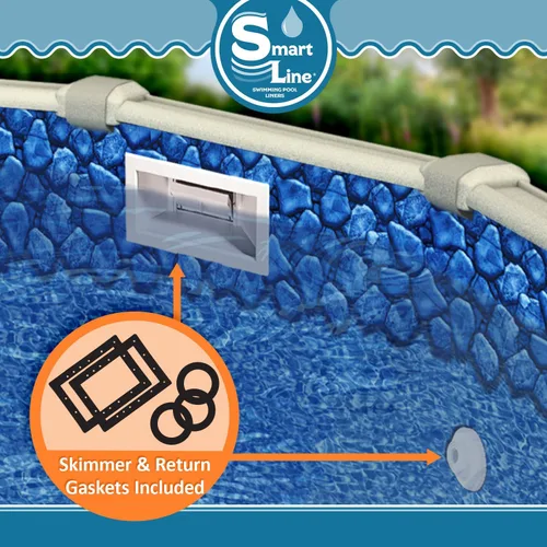 Vista 3 de Smartline Revestimiento rectangular para piscina de 12 pies x 20 pies, remolino rocoso, estilo de cuentas, fondo plano de 4 pies, vinilo virgen