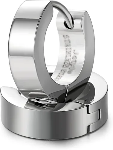 Vista 2 de Jstyle Pendientes de aro pequeños únicos de acero inoxidable para hombre, 1 par