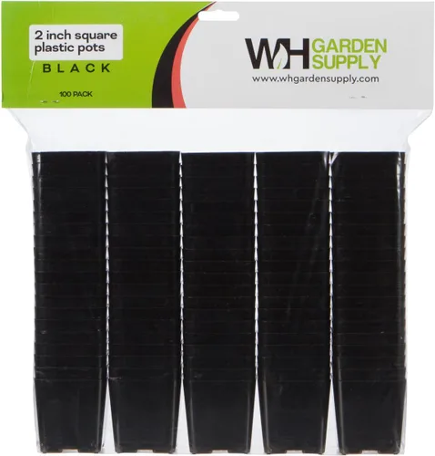 Vista 3 de Paquete de macetas de plástico de 2 pulgadas para plántulas o suculentas (100 macetas, color negro)