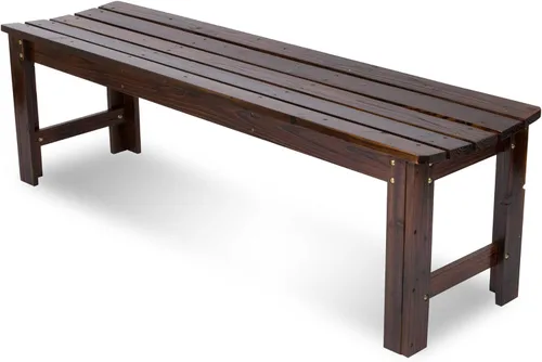 Vista 10 de Shine Company Banco de jardín de madera para exteriores, sin espalda, 4 pies, marrón quemado