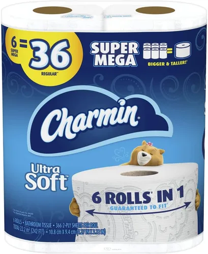 Vista 16 de Charmin Papel de baño ultra suave 16 rollos dobles = 32