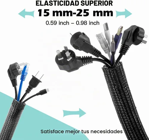 Vista 2 de AGPTEK Cable Sleeve, 10ft - 1 inch Cable Management Cord Hider, Black Negro
