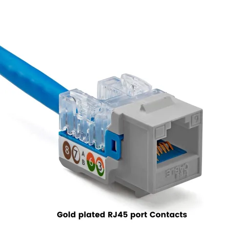 Vista 132 de TRUE CABLE Conector Keystone Cat5e, sin blindaje (UTP), perforado de 90 grados, PoE++ (4PPoE) 100W, certificación UL, verificado ETL, certificado