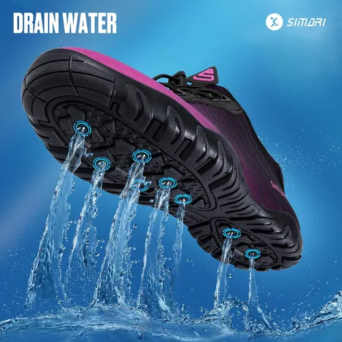 Vista 5 de Simari Zapatos de agua para mujer, hombre, natación, playa, piscina, deportes acuáticos, secado rápido, estilo descalzo, buceo, surf y caminar