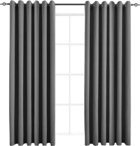 Vista 25 de Cortinas opacas para dormitorio, con aislamiento térmico y bloqueo de luz, para oscurecer la habitación, cortinas con ojales sólidos para ventana