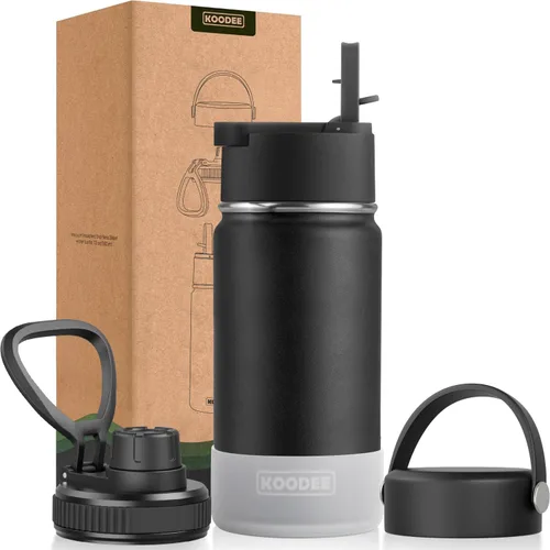 Vista 36 de koodee Botella de agua para niños, botella de agua de acero inoxidable de 12 onzas con aislamiento al vacío para la escuela, botella de agua de boca