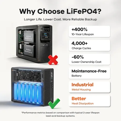 Vista 5 de Batería de reserva de UPS LiFePO4 de 1500VA/1000W, onda sinusoidal Gris
