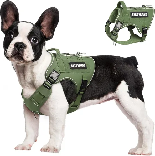 Vista 21 de Arnés Táctico para Perros Talla Pequeña, Sin Tirones Chaleco Militar para Perros con Asa, Arnés Reflectante de Servicio Pesado para Mascotas