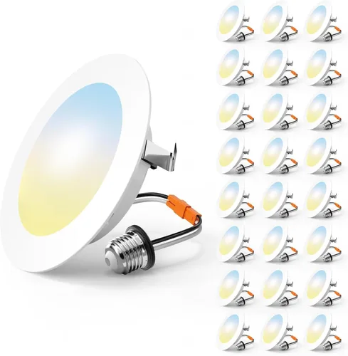 Vista 15 de FREELICHT Paquete de 4 luces LED empotrables de 4 pulgadas, seleccionables 2700 K/3000 K/4000 K/5000 K/6000 K, luces LED planas regulables, 7 W = 60