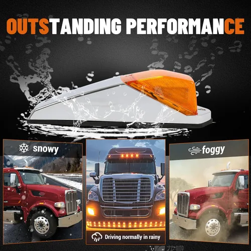 Vista 11 de ECOTRIC 5 luces LED ámbar para correr de 31 luces LED para camiones Peterbilt/Kenworth/Freightliner/Volvo/Western Star/Mack/International/Paccar