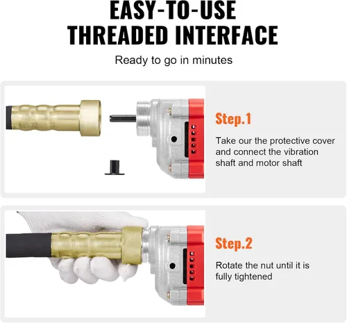 Vista 5 de VEVOR Vibrador de concreto manual, vibrador eléctrico de 800W 13000 VPM, herramienta eléctrica de vibración de concreto con vara de 6.6 pies / 2m