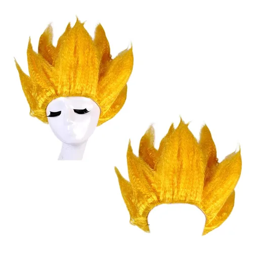 Vista 9 de Peluca de Gokus para niños, con diseño de dragones y bolas Z, peluca de cosplay Super Saiyans Gokus, peluca para fiesta de Halloween, peluca