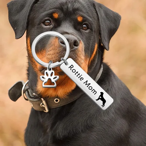 Vista 6 de LQRI Rottweiler Rottie Mom Rottie Dad Kechain Set de joyería para perros y mascotas, regalo Rottie para Rottweiler Rottie Mamá Papá, Metal, Acero