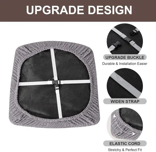 Vista 4 de Genina Fundas de asiento para silla de comedor, impermeables, paquete de 4, fundas de asiento elásticas para comedor, fundas protectoras para sillas