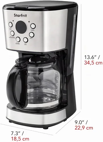 Vista 2 de Starfrit Cafetera programable, 12 tazas, pantalla LCD, acero inoxidable