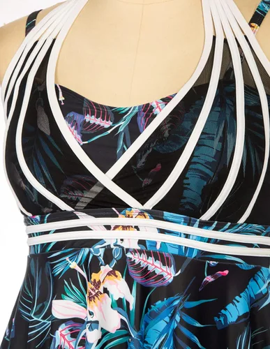 Vista 2 de Traje de baño Halter para mujer de dos piezas con pantalones cortos