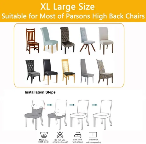 Vista 6 de Fundas elásticas para sillas de comedor, XL/extragrandes, extraíbles y lavables, suaves, de Spandex extra grande para sillas de comedor para cocina