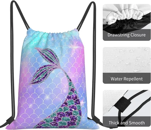 Vista 5 de BWBFVPW Mochila con cordón de dinosaurio para niños, mochila de viaje, Sirena, Classic